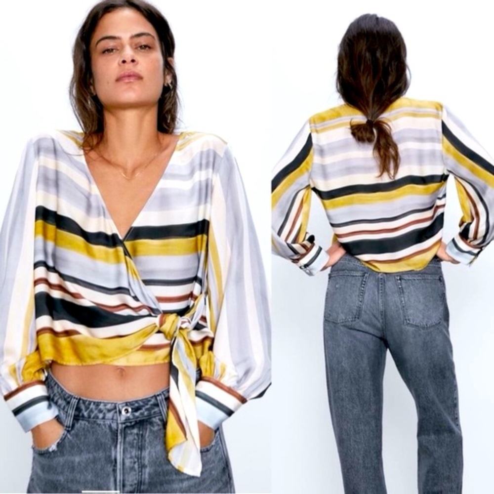Zara Women's Striped Wrap Blouse